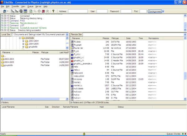 FileZilla main window